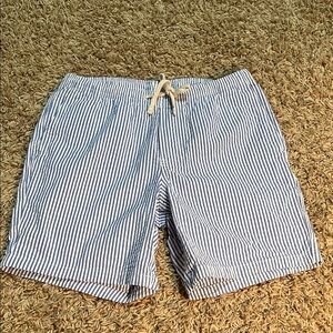 Lands' End Men’s Blue and White Striped Seersucker Shorts